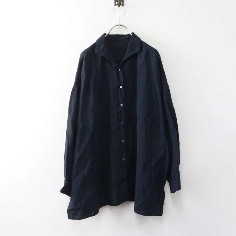 2025AW ネストローブ nest Robe リネン近江晒しオープンカラーシャツ F