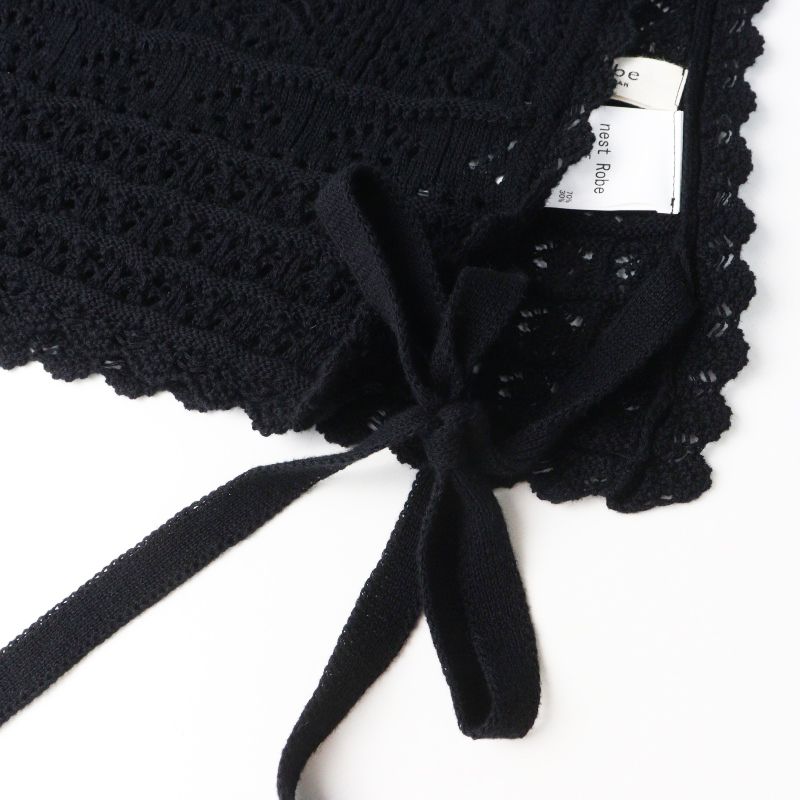 2026SS ネストローブ nest Robe 透かしレースニットベスト F｜ブラック
