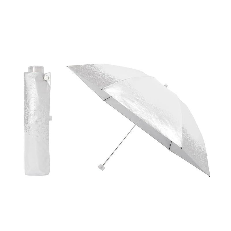 【新品】 [ムーンバット] フワクール 折りたたみ傘 日傘 パラソル 晴雨兼用 遮熱 遮光率100％ UVカット100％ 一級遮光 軽量 無地 メタリック 軽量 雨の日OK 22-447-12523 ホワイト 1