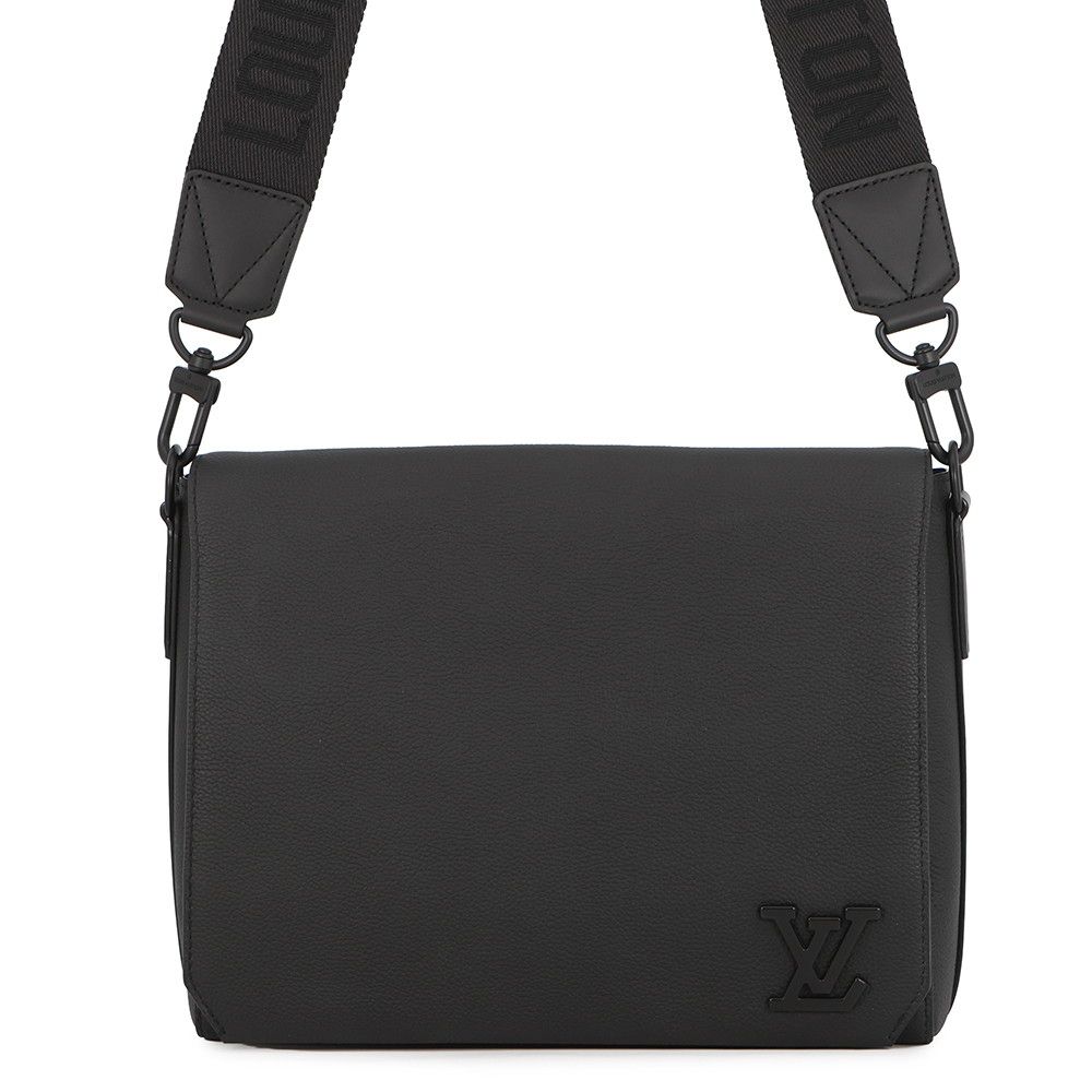 ルイヴィトン ショルダーバッグ グレインレザー テイクオフ・メッセンジャー M57080 LOUIS VUITTON ヴィトン 黒 ブラック