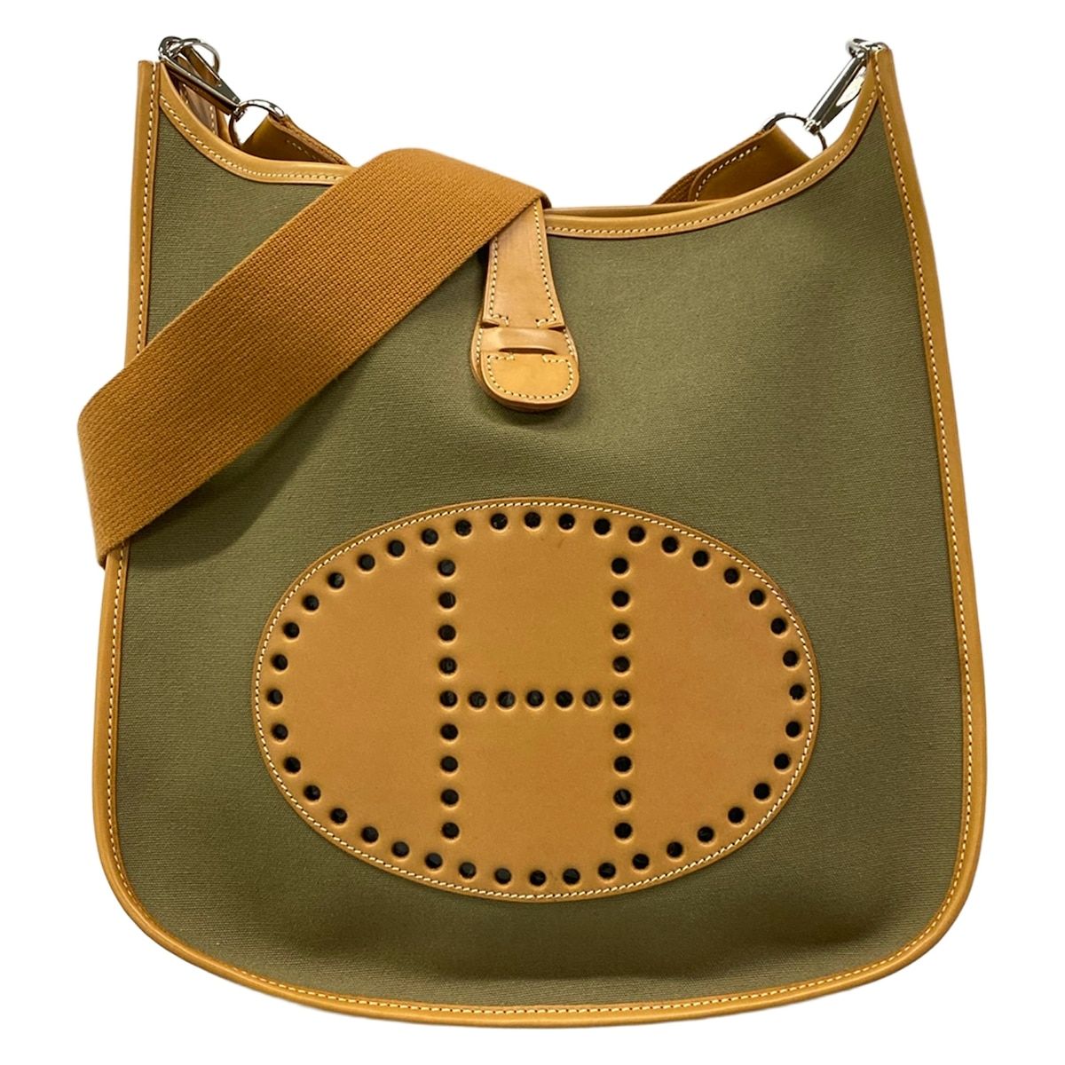 HERMES(エルメス) ショルダーバッグ エブリンドゥGM カーキ×ナチュラル レザー