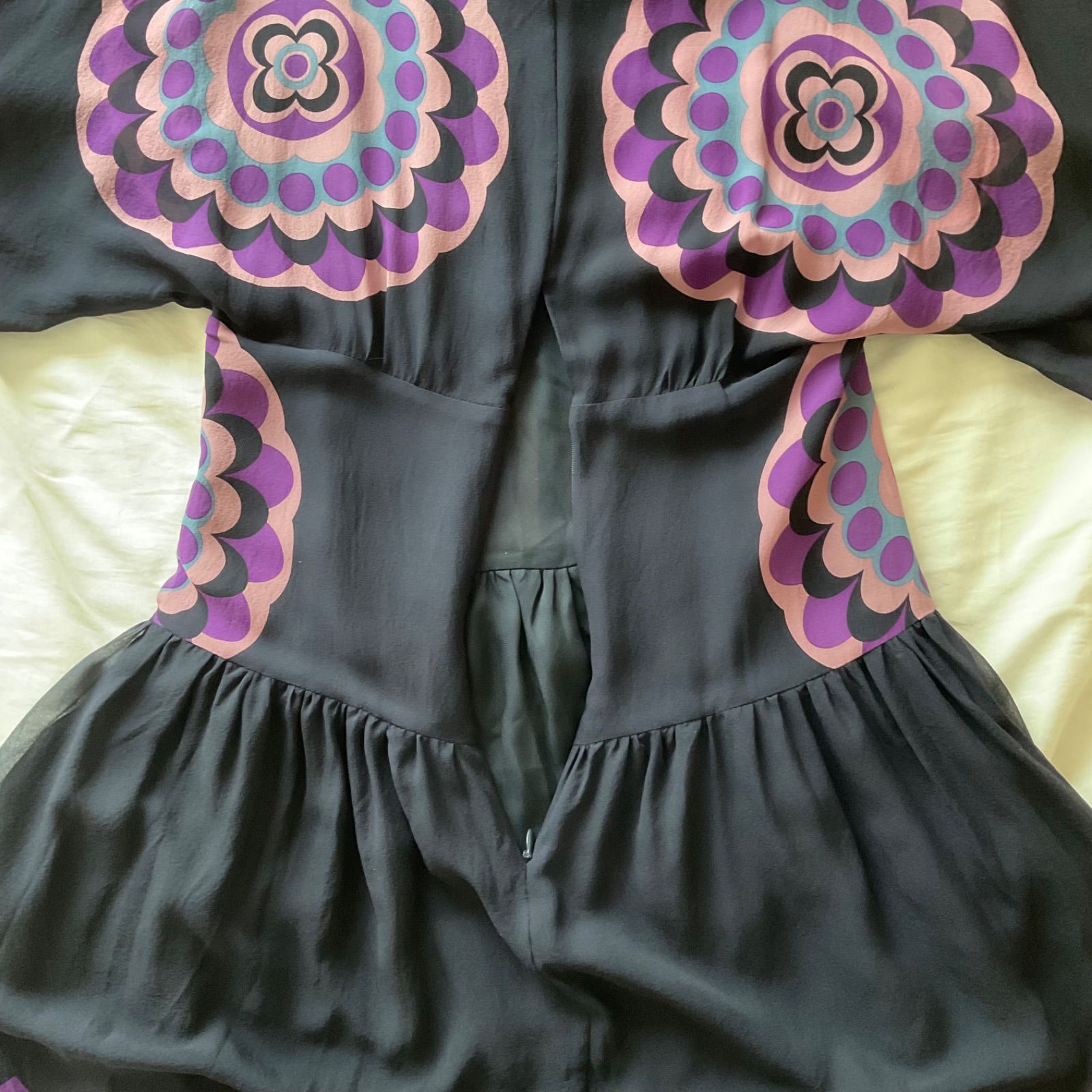 シルク100%】ANNA SUI アナスイ 総柄アシンメトリーワンピース