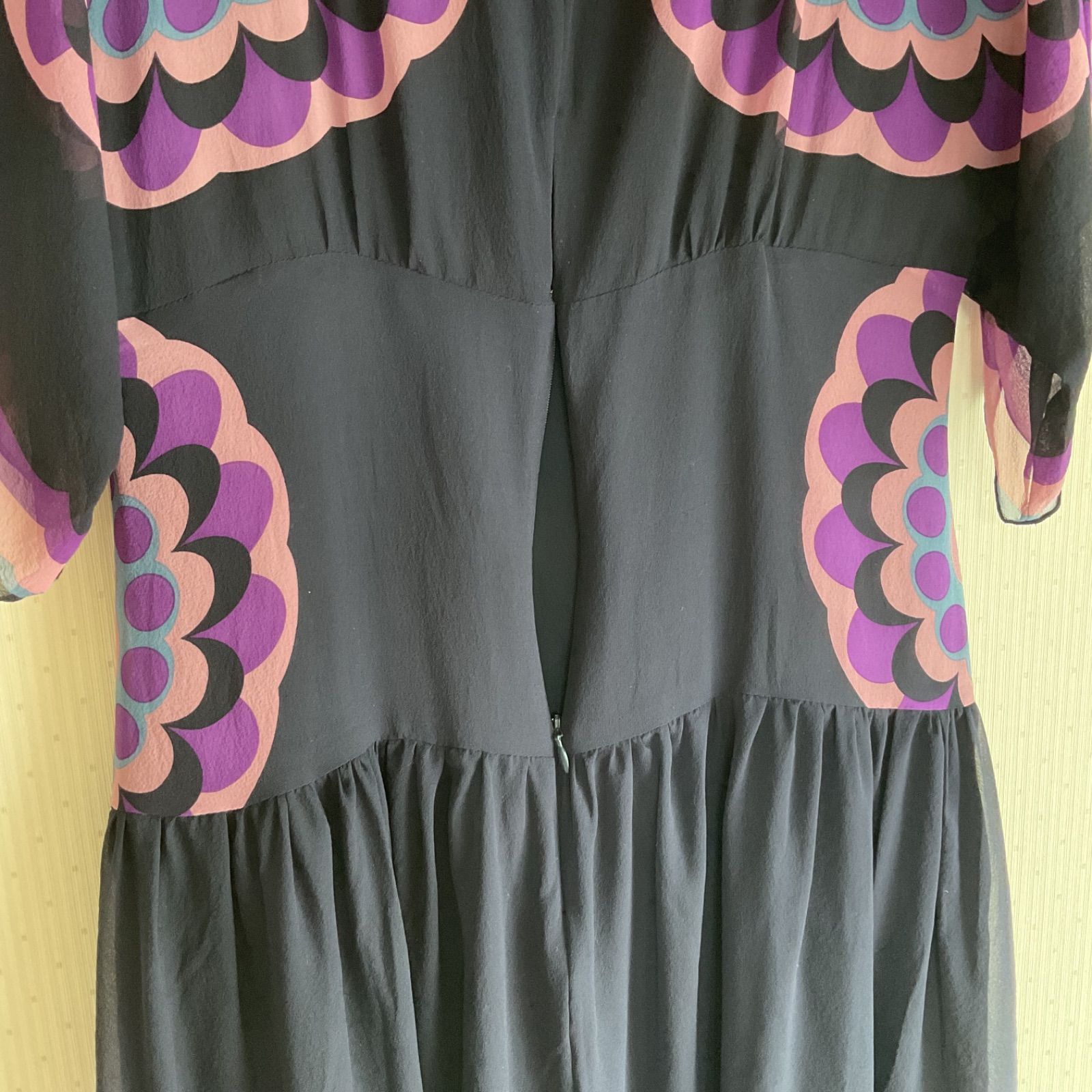 希少】シルク100% ANNA SUI アナスイ 総柄 アシンメトリーワンピース