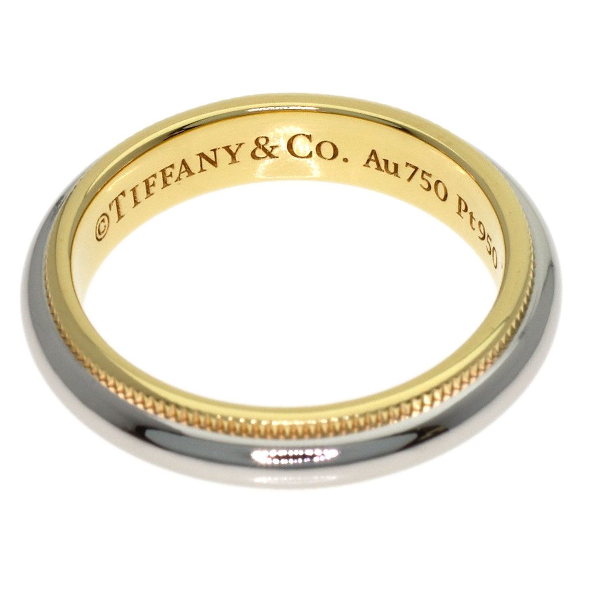 TIFFANY & Co.ティファニー　ミルグレインリングK18YG Pt950 TIFFANY&Co. ティファニー ミルグレイン リング・指輪 K18YG PT950