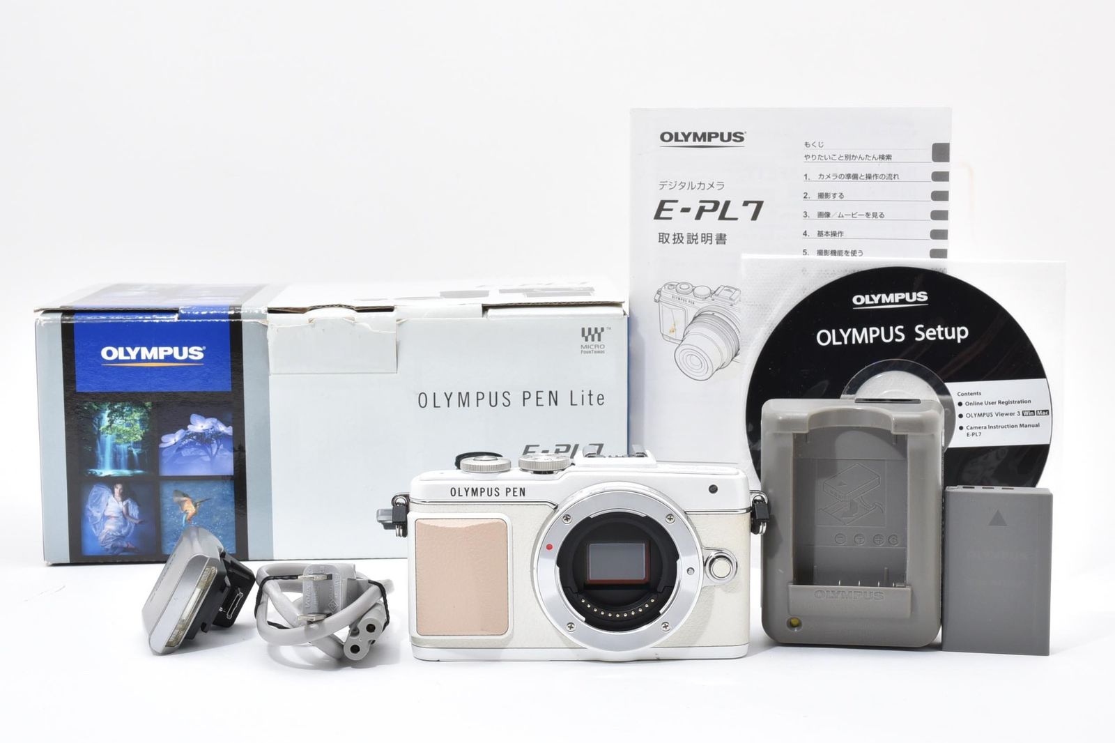 実用光学美品 箱あり Olympus オリンパス PEN Lite E-PL7 ボディ 白