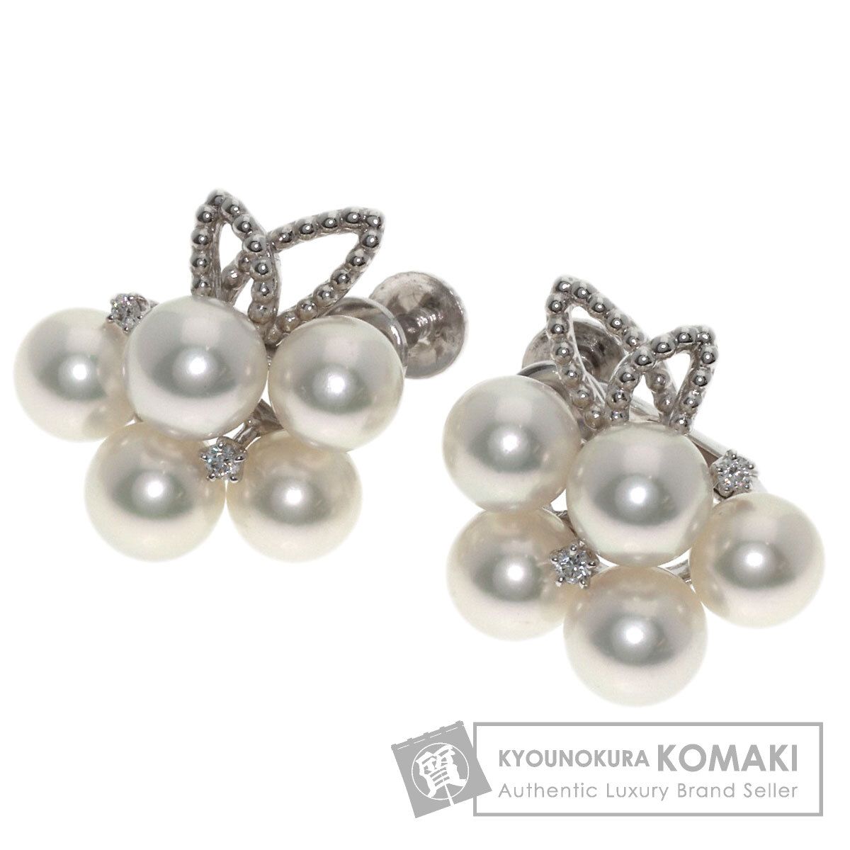 TASAKI タサキ アコヤパール 真珠 ダイヤモンド イヤリング K18WG レディース [中古]