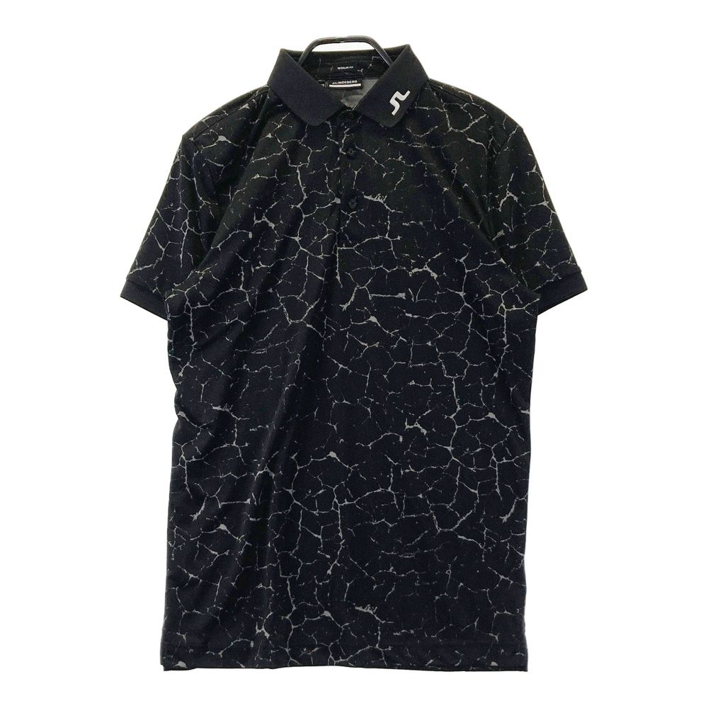 【まるまる】J.LINDEBERG ゴルフ ポロシャツ 総柄 サイズ：M J.LINDEBERG ジェイリンドバーグ 半袖ポロシャツ 総柄