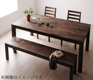 ダイニングセット（テーブル&ベンチ チェア） 総無垢材ダイニング 4人 4点セット(テーブル+チェア2脚+ベンチ1脚) ウォールナット 板座 W160