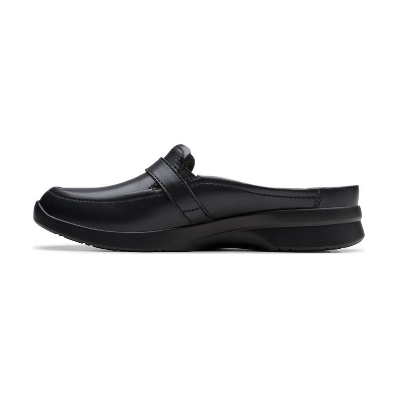 クラークス レディース シューズ サンダル Clarks Ellowyn Amelia WomenslipOn Mules Black Crinkle Patent ブラック
