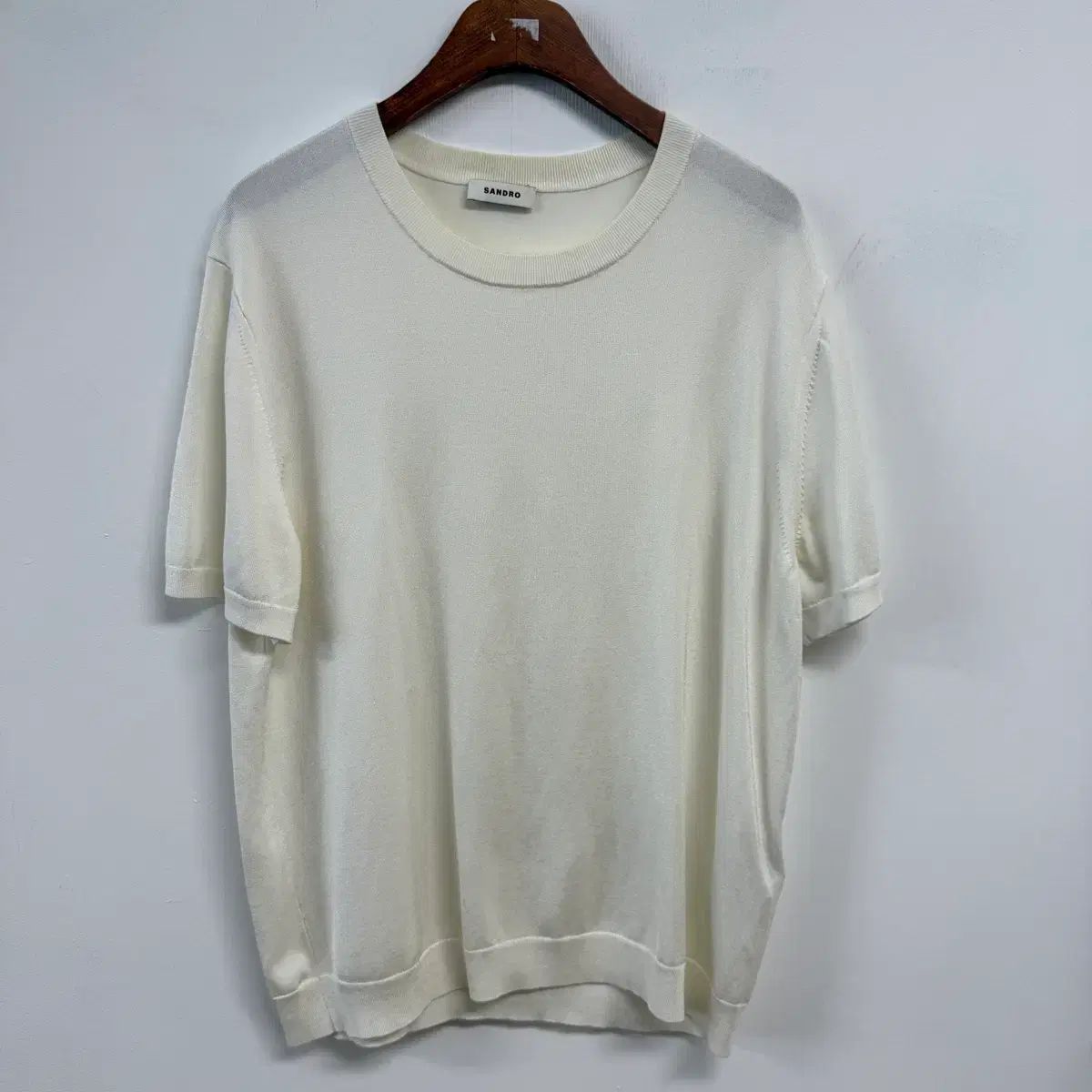 サンドロ SANDRO 半袖 ニット XL 白 基本 ニット JS68