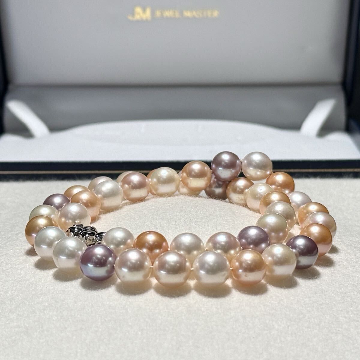 照り◎【大珠】TASAKI/タサキ リアルパール 真珠ネックレス マルチカラー 9.87〜10.54㎜ 46㎝ 64.8g 本真珠 田崎 jewelry necklace SS292