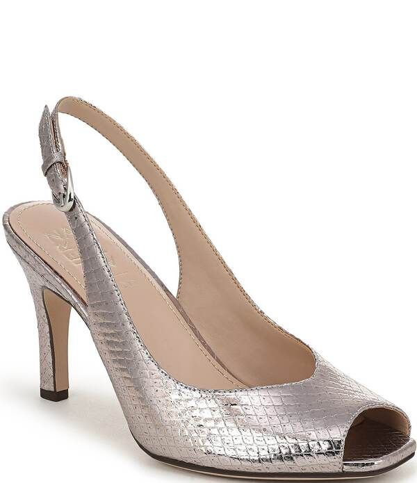 ナチュライザー レディース シューズ パンプス トール レザー Naturalizer Alexa Snakembossed Metallic Leather Peep Toe Slingback D