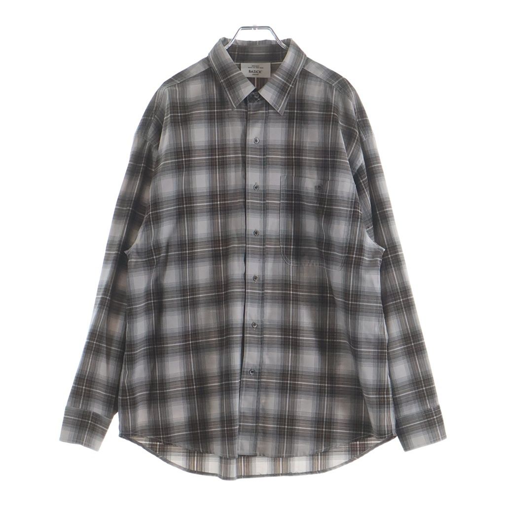 BASICKS ベイシックス LE0121W チェック柄 ウール長袖シャツ ブラウン BASICKS (ベイシックス) LE0121W チェック柄 ウール長袖シャツ