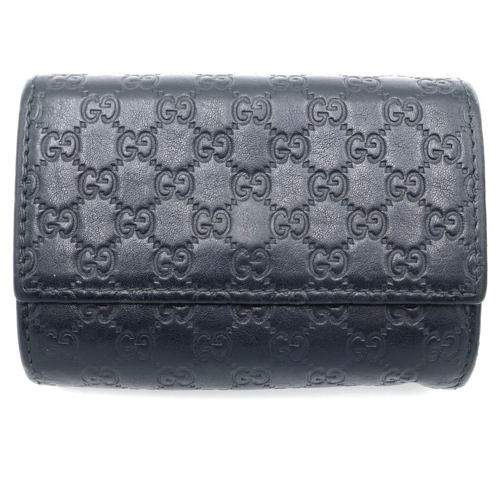 GUCCI グッチ シマ ケース 小銭入れ ブラック GUCCI (グッチ) マイクログッチ シマ レザー 二つ折りコインケース