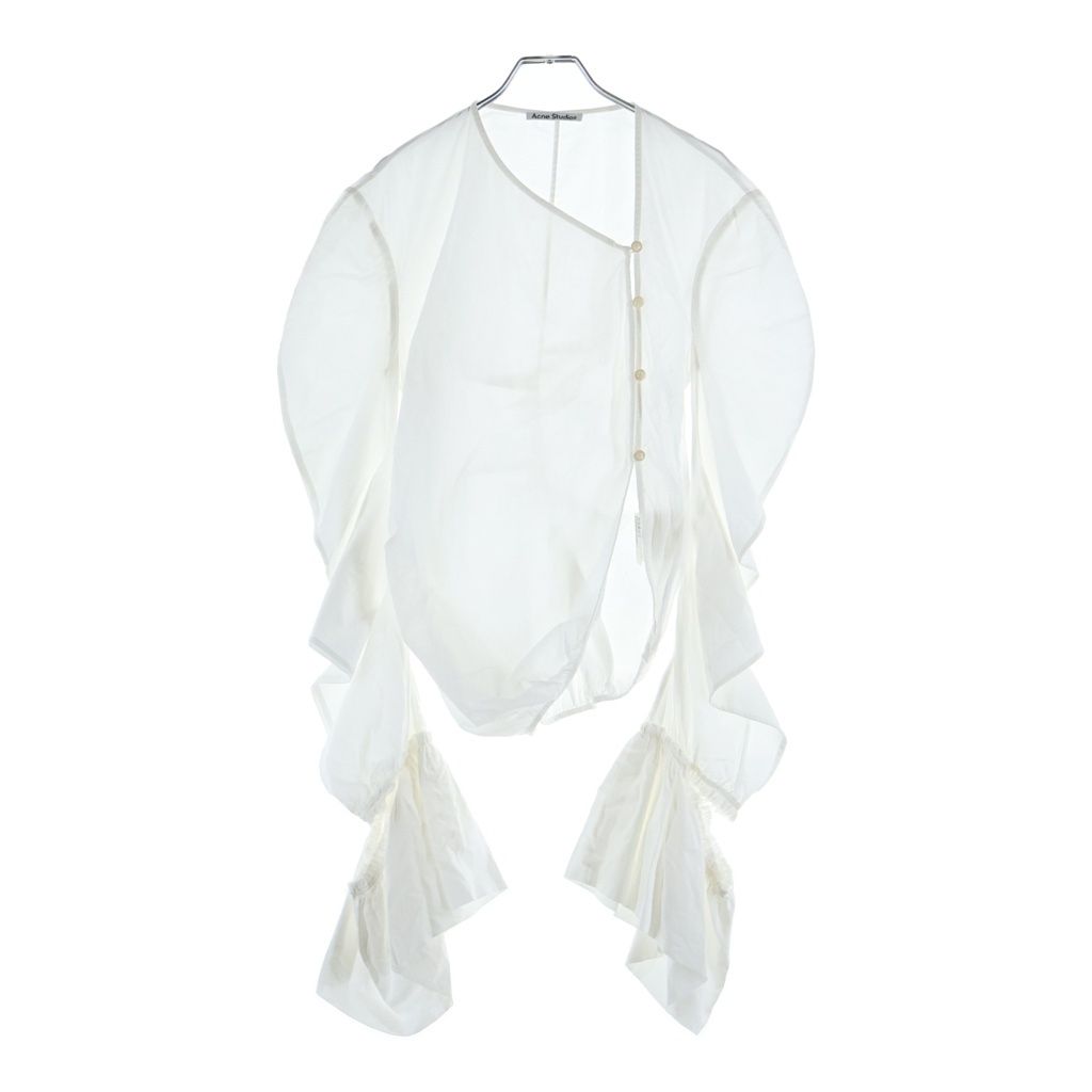 Acne Studios (アクネ ストゥディオズ) Asymmetric Blouse アシンメトリーブラウス 長袖シャツ ホワイト レディース FN-WN-BLOU000989