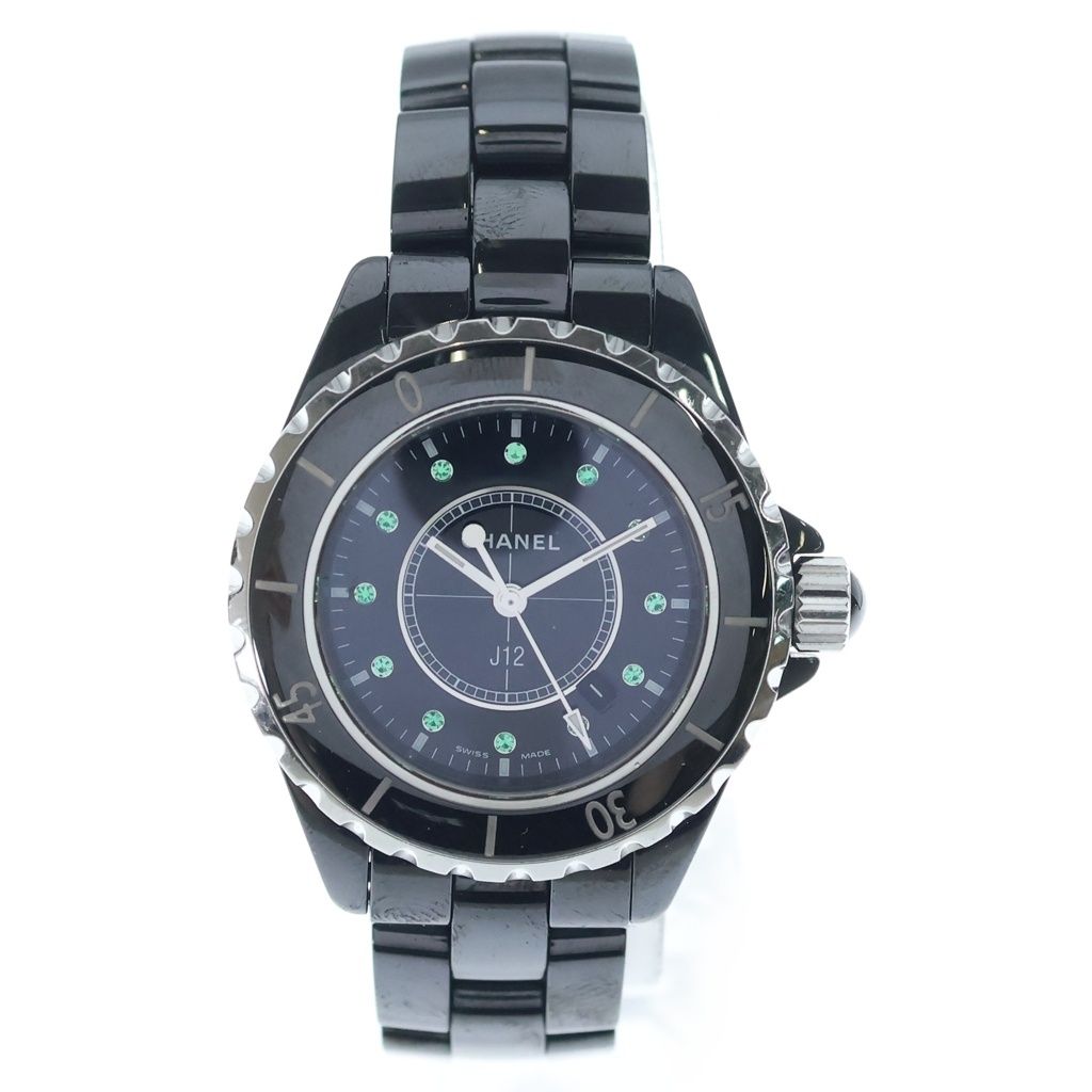 CHANEL (シャネル) J12 12P エメラルドインデックス CE/QZ ブラック