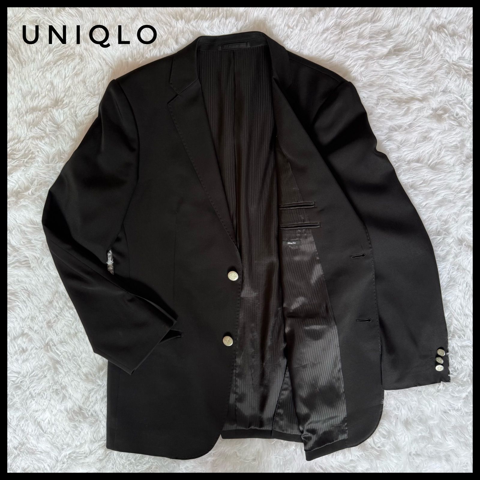 UNIQLO ユニクロ テーラードジャケット ブラック L 金ボタン ビジネス 