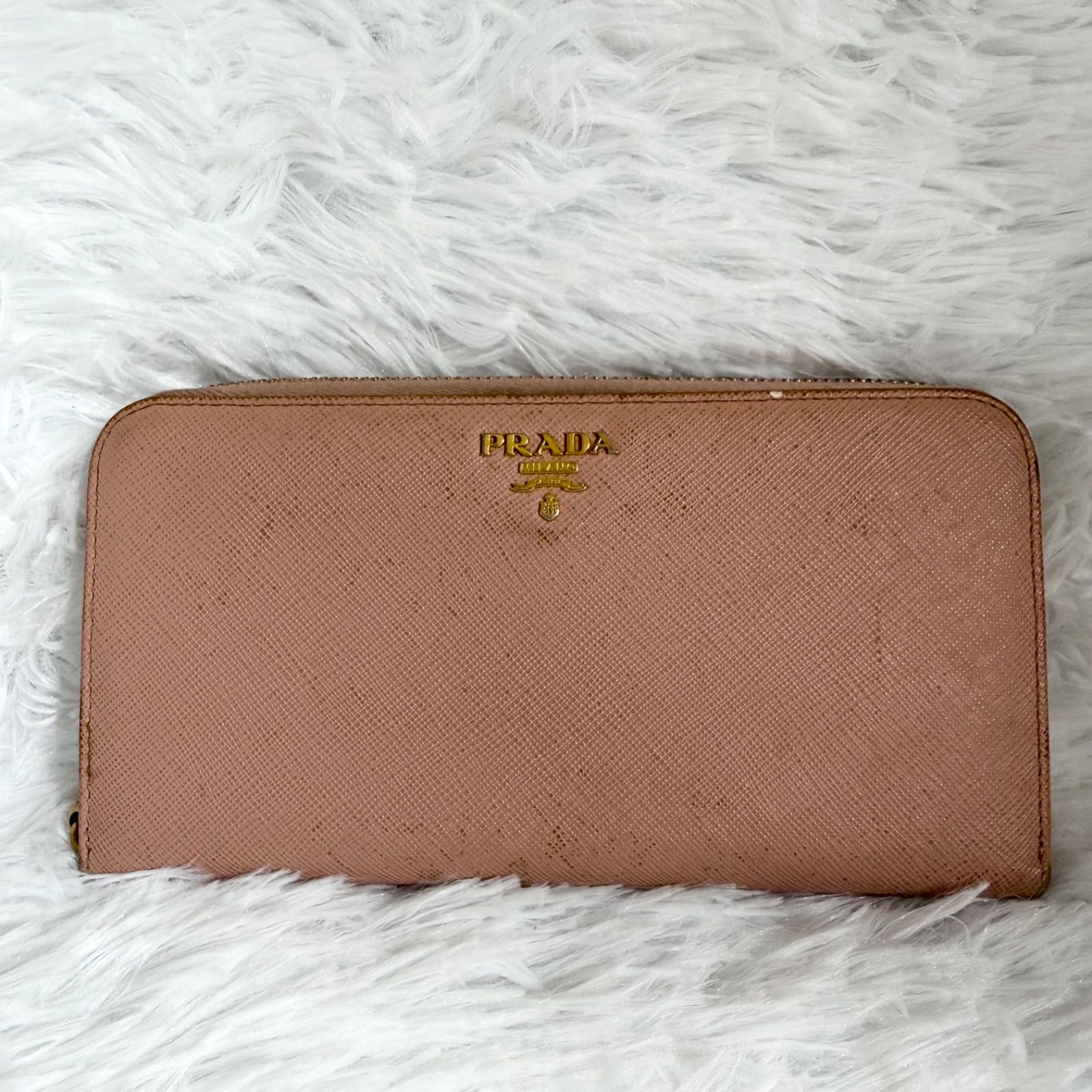 プラダ PRADA 長財布 ラウンドファスナー サフィアーノ レザー ピンク