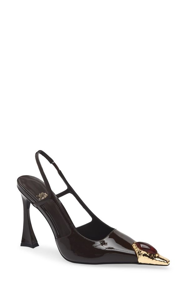 ジェフリー キャンベル レディース シューズ パンプス Jeffrey Campbell Sorcerer Pointed Toe Slingback Pump Brown Patent Gold B