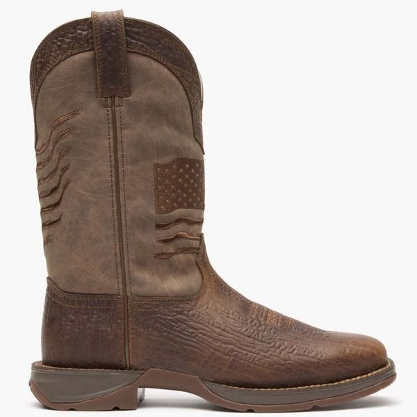 ドゥランゴ メンズ シューズ ブーツ・レインブーツ DURANGO Brown Distressed Flag Embroidery Western Boot Acorn ブラウン