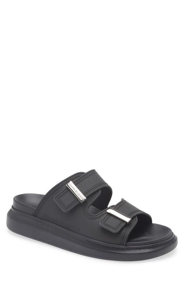 マックイーン メンズ シューズ サンダル McQueen Oversized Hybrid Slide Sandal Black Silver ブラック