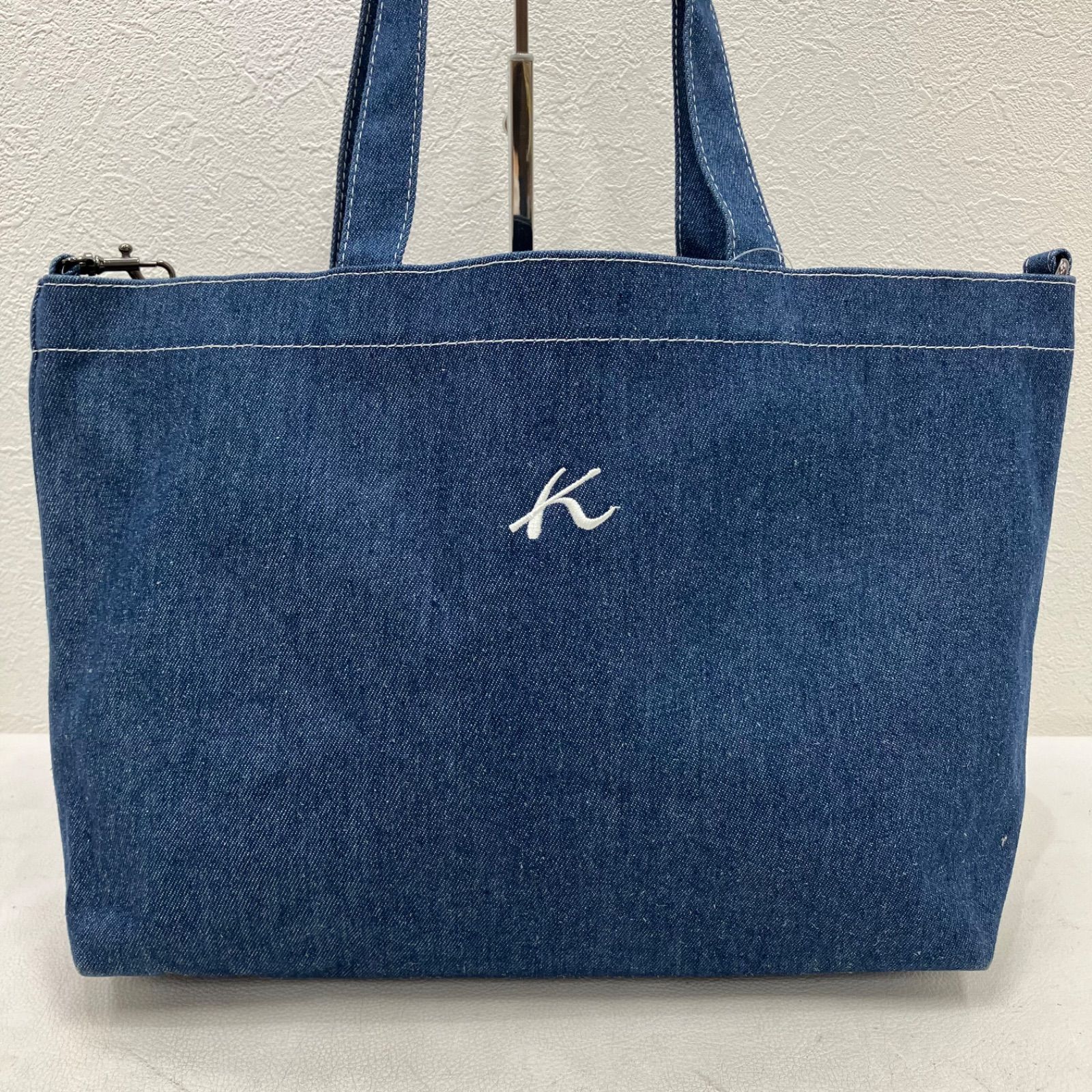 ✨極美品✨キタムラ　かごバッグ　トートバッグ　ロゴ刺繍　大容量 3998 Kitamura キタムラ トートバッグ デニム ロゴ刺繍 レディース