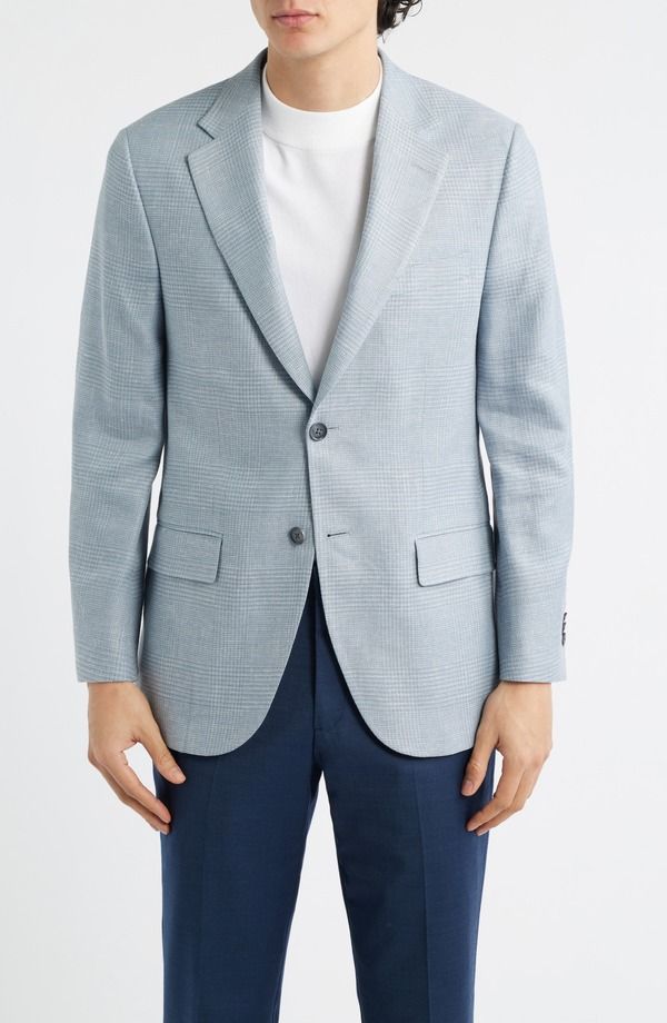 ピーター・ミラー メンズ アウター ジャケット・ブルゾン ウール コート リネン Peter Millar Hartford Classic Fit Light Blue Glen Check Lin
