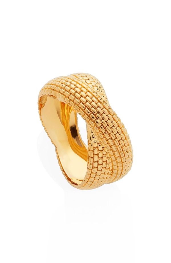 モニカヴィナダー レディース アクセサリー 指輪 Monica Vinader Heirloom Woven Crisscross Ring Yellow Gold イエロー