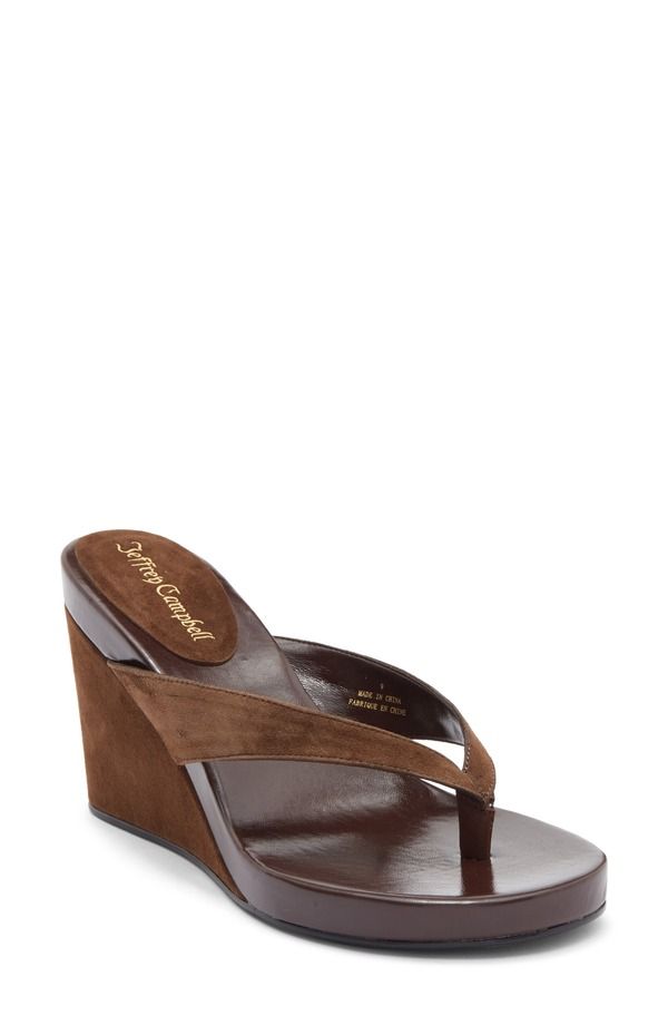 ジェフリー キャンベル レディース シューズ ヒール プラットフォーム Jeffrey Campbelliezel Platform Wedge Flip Flop Brown Suede Combo