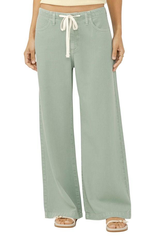シルバー ジーンズ レディース ボトムス デニムパンツ ワイドレッグ Silver Jeans Co Beach Wide Leg Drawstring Jeansage Green グリーン