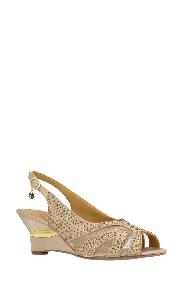 ジェイレニー レディース シューズ ヒール サンダル J Rene Lovela Slingback Wedge Sandal Beige ベージュ
