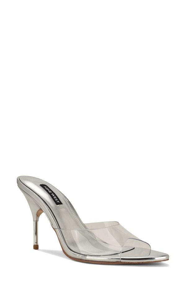 ナインウェスト レディース シューズ ヒール サンダル Nine West Vella Pointed Toe Slide Sandal Clear Silver シルバー