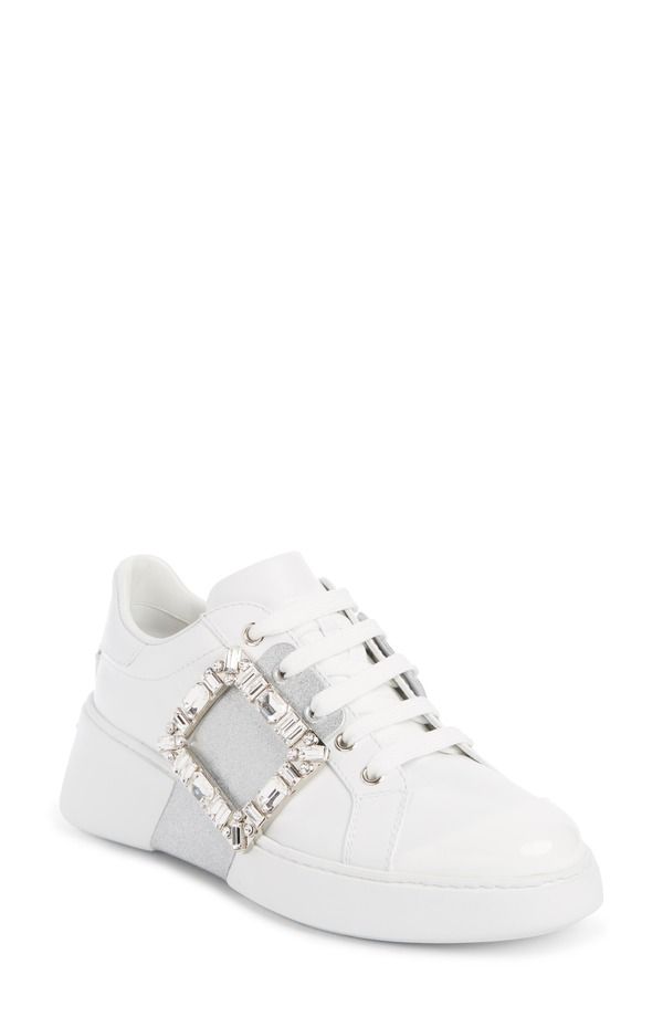 ロジェ・ヴィヴィエ レディース シューズ スニーカー Roger Vivier Viv Skate Crystal Buckle Sneaker White ホワイト