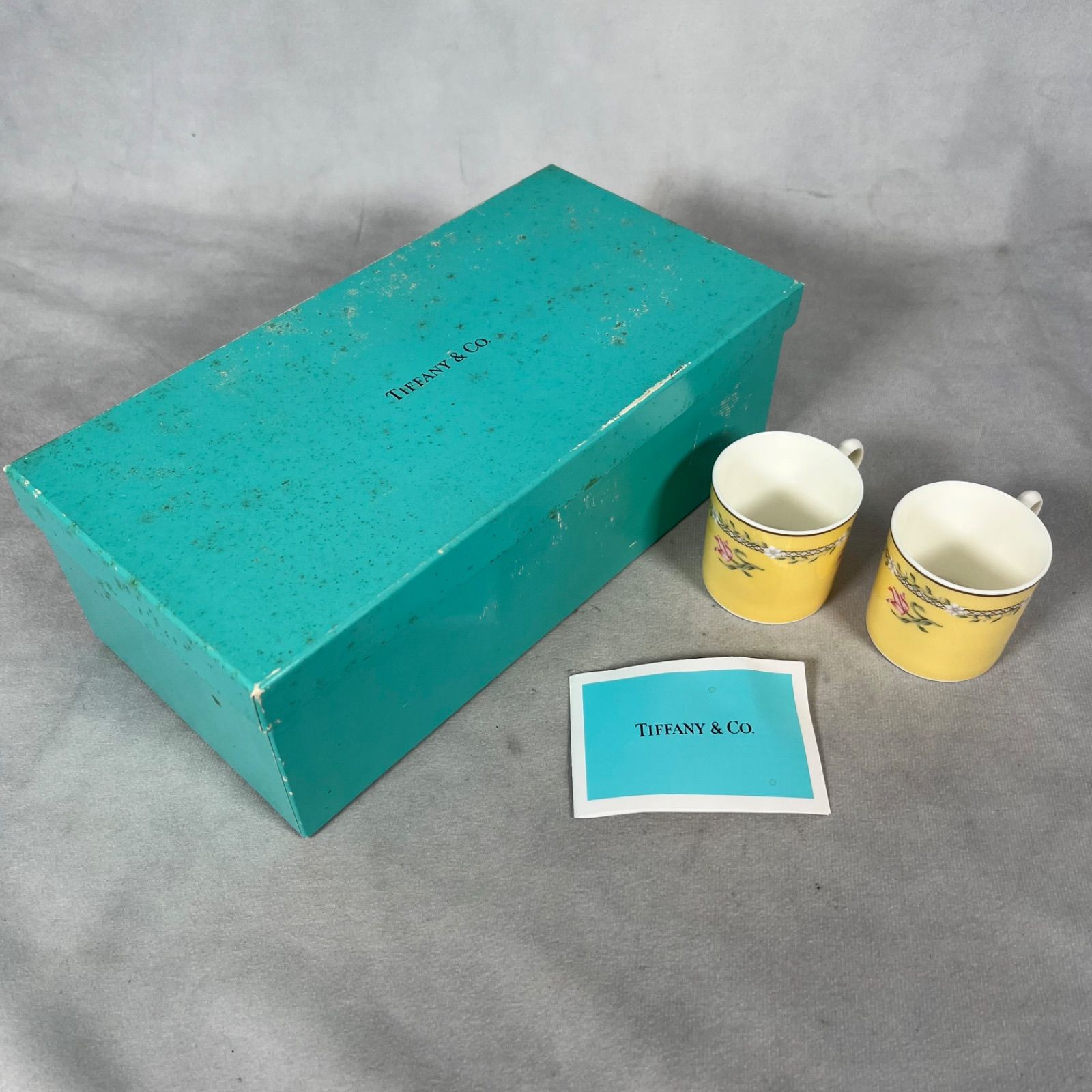 管2606-344】TIFFANY&Co. Pink Tulip カップ&ソーサー 2客セット 箱