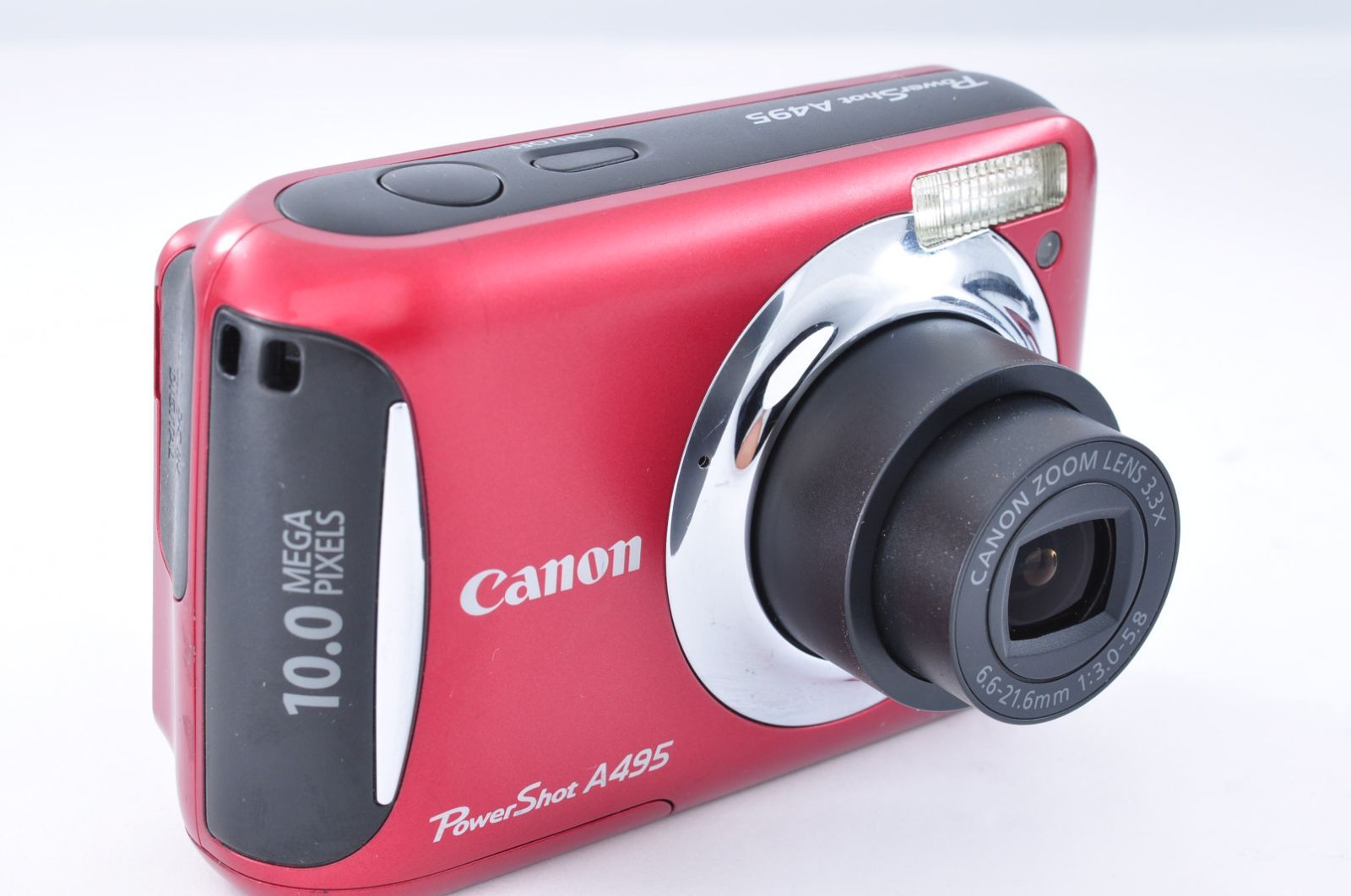 美品 Canon キヤノン PowerShot A495 レッド コンパクトデジタルカメラ
