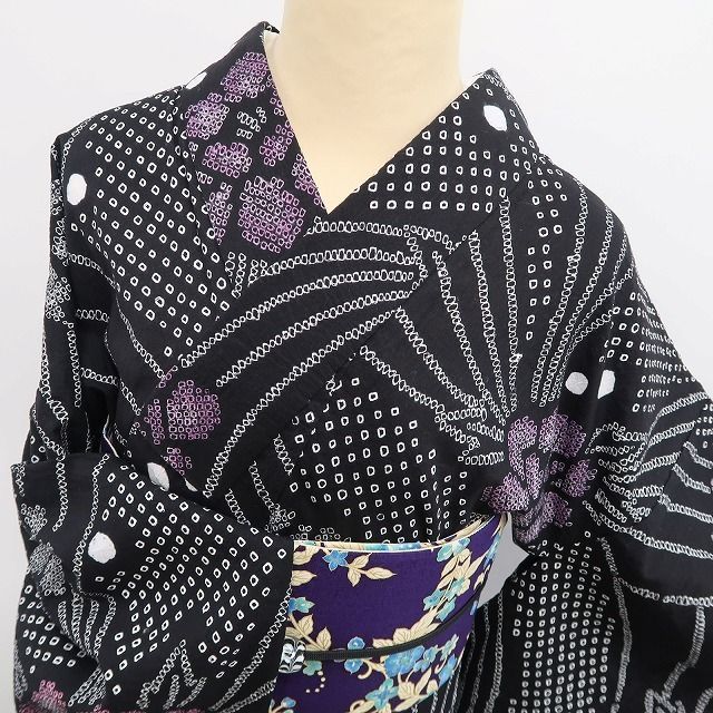 新品・浴衣】有松鳴海絞り 牡丹 夏着物 綿 仕付け糸付 トールサイズ