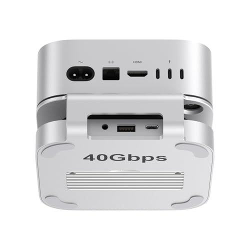 Qwiizlab 40Gbps Mac mini M4/M4 Pro スタンドハブ USB4 NVMe SSDエンクロージャ付き USB-Cホスト 3 USB-A 2.0 3.5mmオーディオ M.2 PCIe最大8TB対応 Thunderb 7dd0c6b4