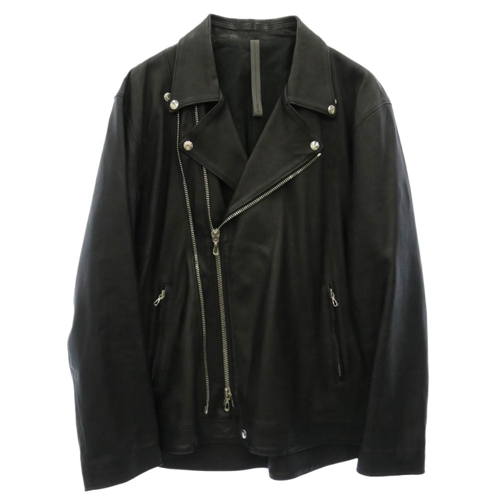STRUM ストラム STL045-02 OIL CALF LEATHER W-ZIPPER RIDERS JKT 地生オイルカーフ レザー RAVEN レイヴン ダブルライダース ジャケット ブラック系 XL【中古】