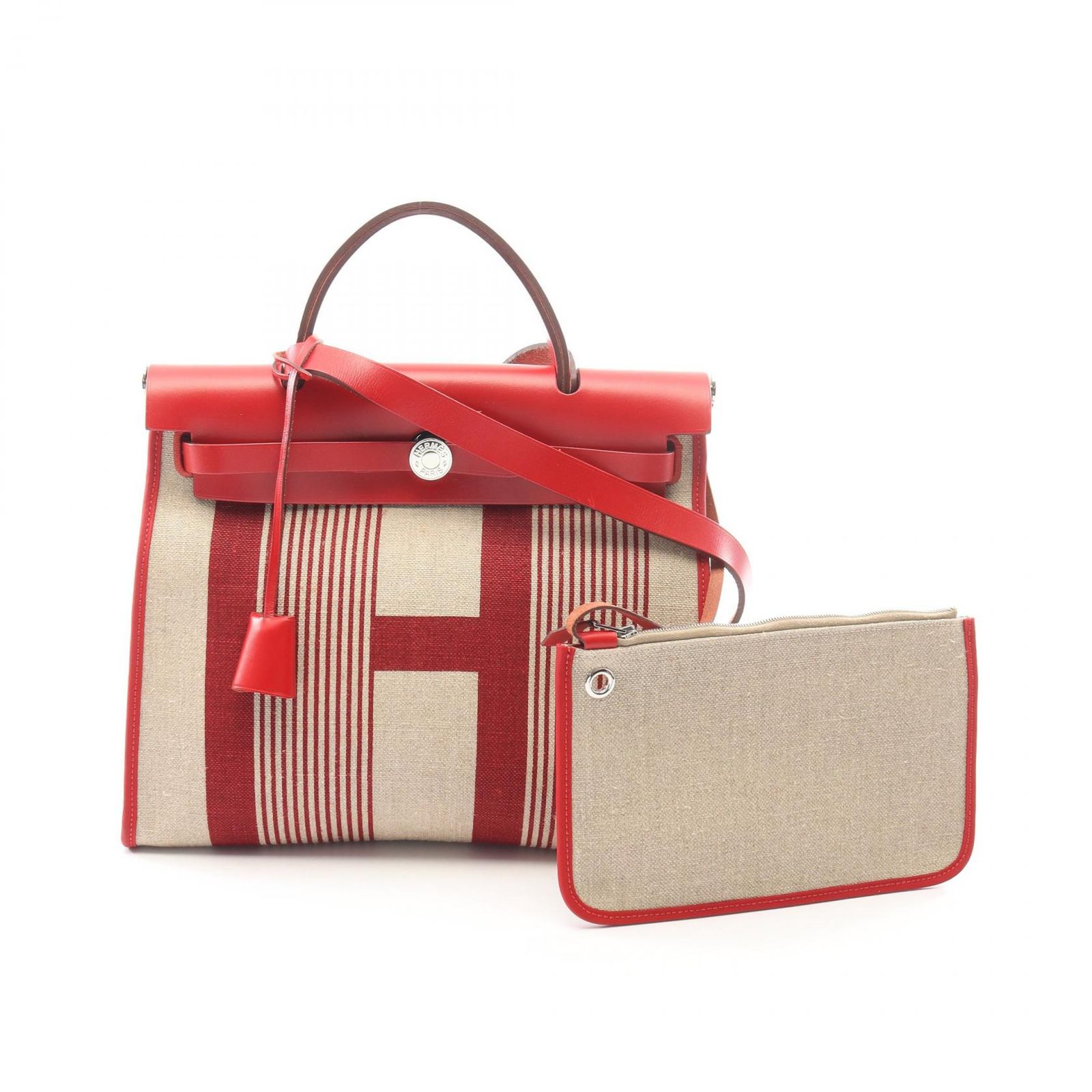 エルメス HERMES ハンドバッグ エールバッグジップ Hヴィブラシオン 2WAY レッド/フィセル キャンバス レザー エールバッグジップPM Hヴィブラシオン レッド/フィセル 220,900円