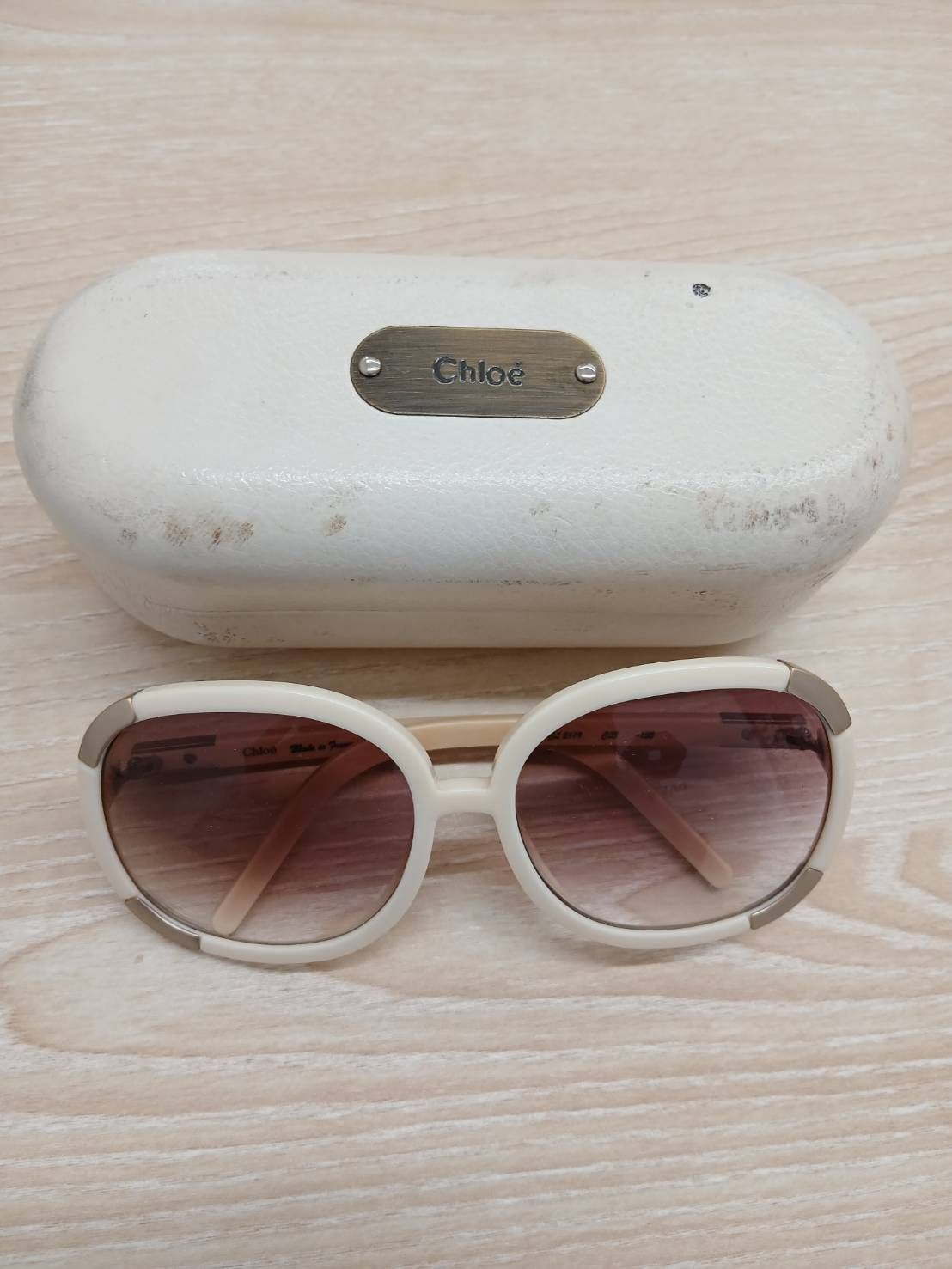 Chloé クロエ サングラス CL2119 ホワイト ケース付き レディース