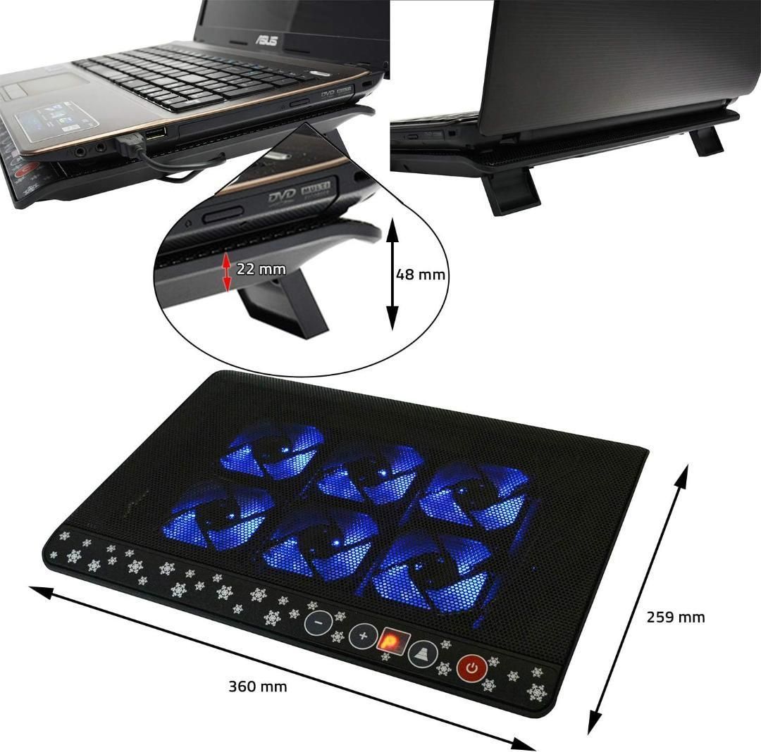 ノートPC冷却台 6基LED 静音 薄型 角度調整可 USB給電 - メルカリ