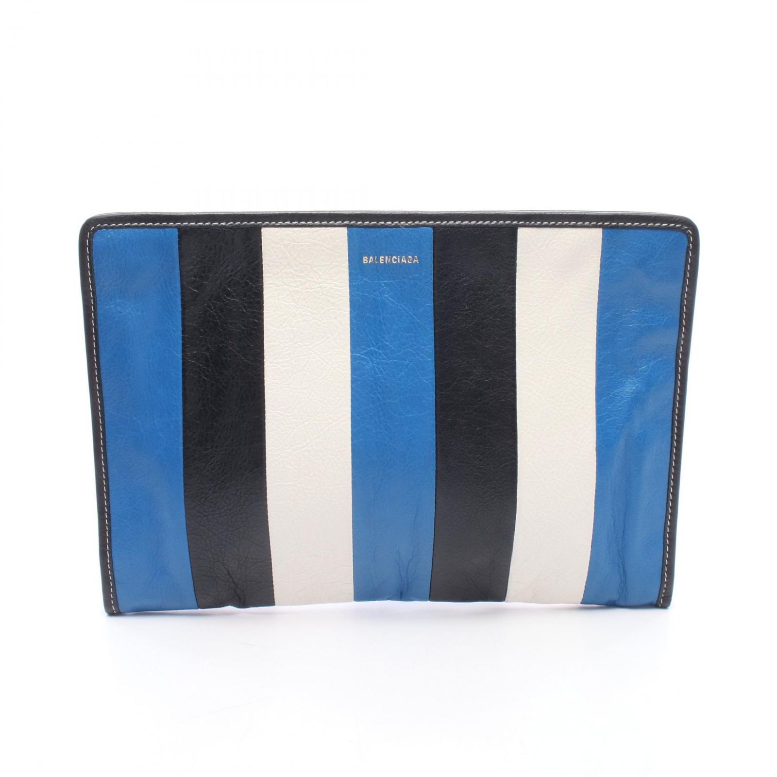 バレンシアガ BALENCIAGA セカンドバッグ クラッチバッグ BAZAR バザー 443658 ブルー/ホワイト/ブラック レザー バザール クラッチバッグ レディース Used B