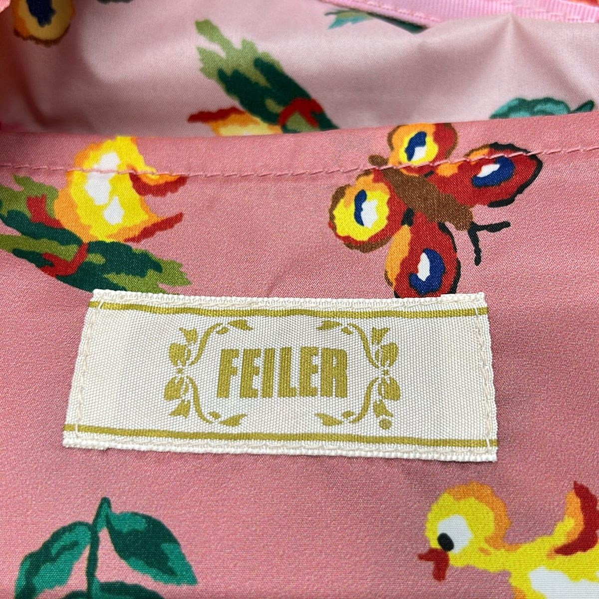 新品タグ付き　フェイラー（Feiler）エプロン　蝶々　バタフライ FEILER(フェイラー) トートバッグ - ピンク×ブルー×マルチ 花柄