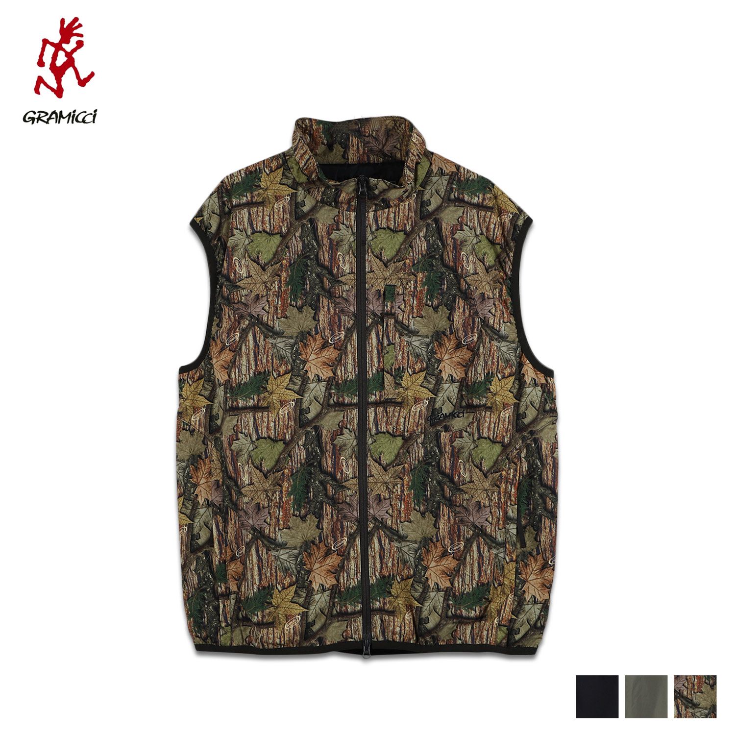 Gramicci グラミチ ベスト アウター ソフトシェル EQT パディング メンズ 薄い ナイロン SOFTSHELL EQT VEST カモ 迷彩 G3FM-J036
