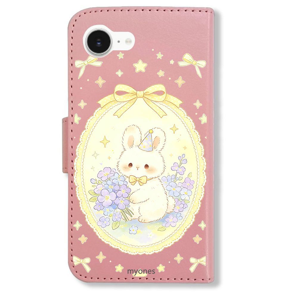★ぽん★GPSケース ウサギとお花 / 合皮ピンク 新品未使用】 Google Pixel 10 Pro XL 手帳型スマホ ケース (色