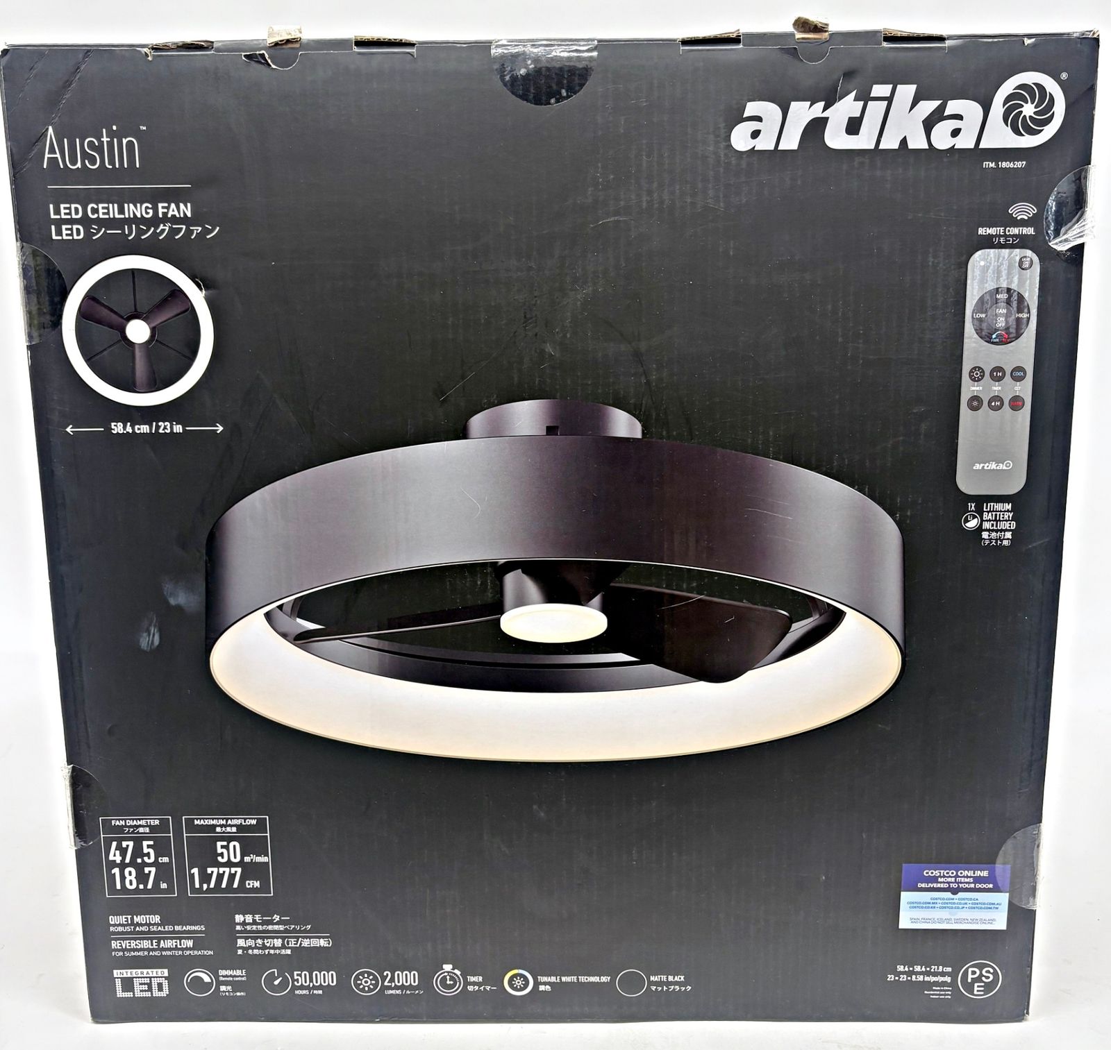 未使用 artika Austin LED シーリングファン FAN-AUR-C4BL アルティカ