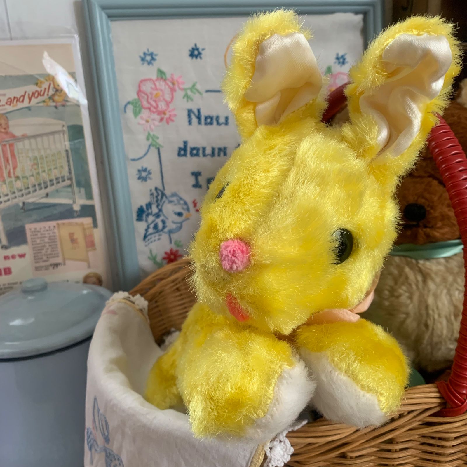海外 ヴィンテージ うさぎ 舌ペロ ぬいぐるみ レトロ 雑貨 蚤の市 D-8