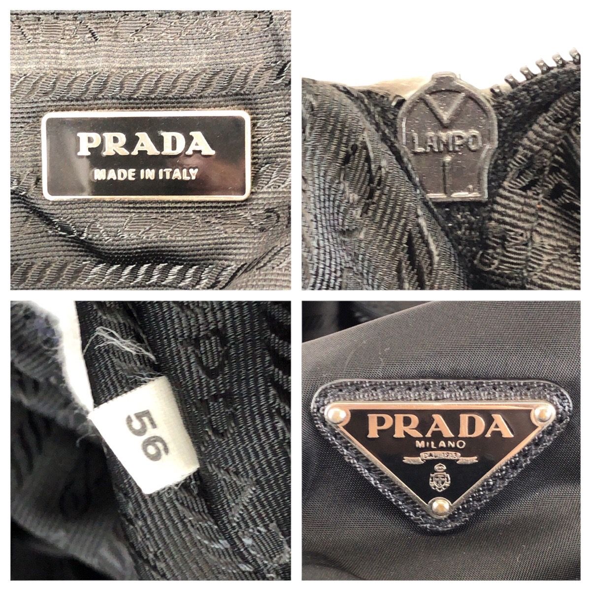 PRADA プラダ テスート サフィアーノ 三角ロゴプレート ブラック 黒