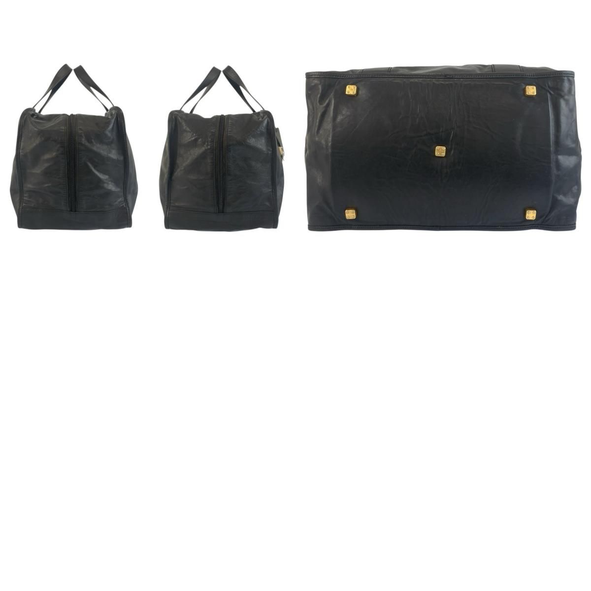 LOEWE ロエベ アナグラム ブラック 黒 ゴールド金具 レザー ボストン