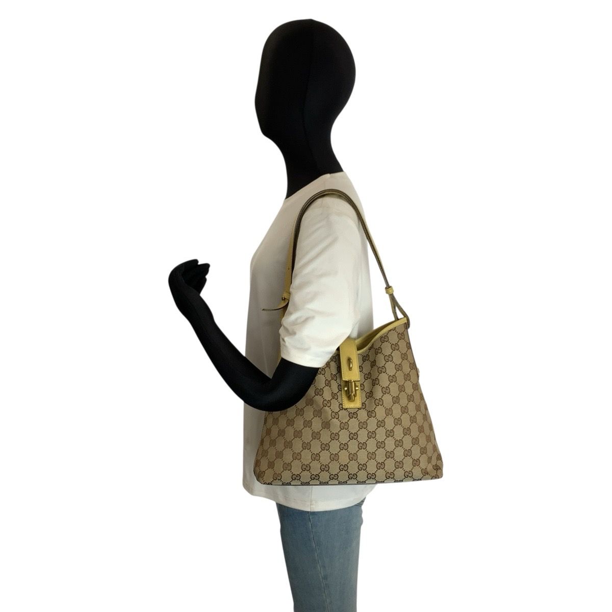 GUCCI グッチ ジャッキー ベージュ イエロー ゴールド金具 GG